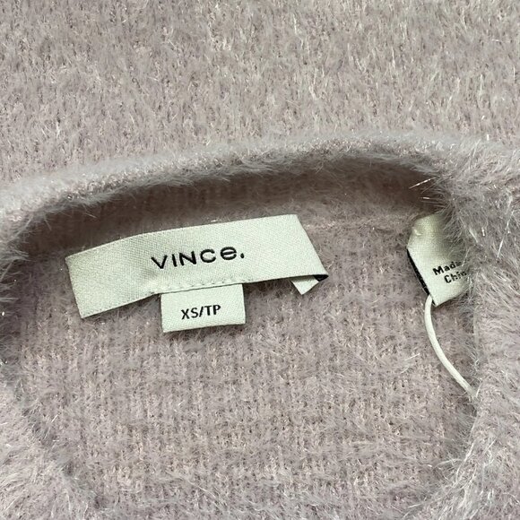 NEW VINCE Metallic Eyelash Pullover Sweater – Size XS – Orchid Stone Pink - Picture 5 of 10